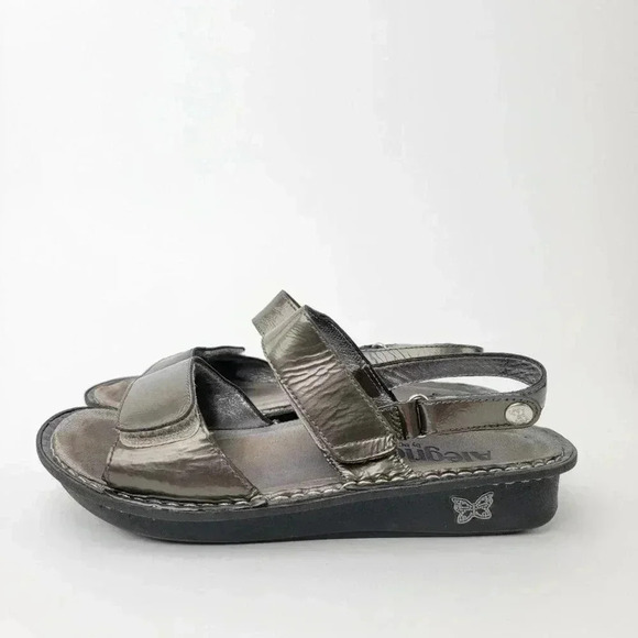 Alegria Verona Chrome Leather Casual Slide Slip On Loafer Platform Sandals - 7 - Picture 3 of 11